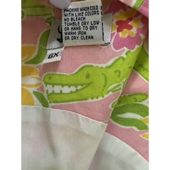 Lilly Pulitzer Girls‎ Size 6x Dress Alligator Floral Lined Vtg 90's Sleeveless - Picture 7 of 7